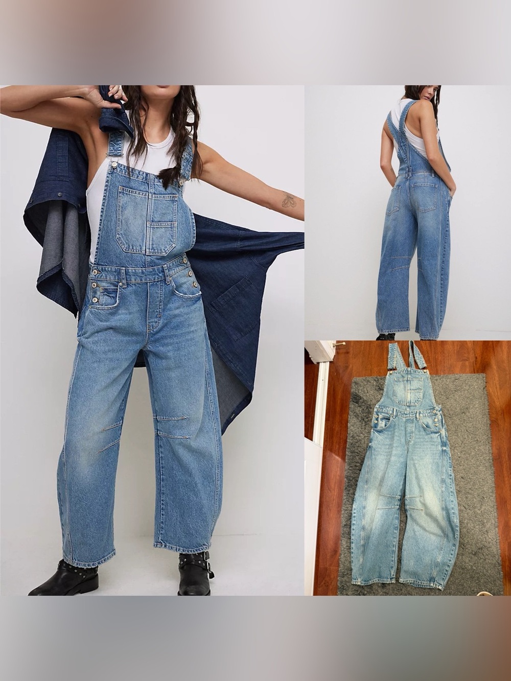 Free People Good Luck Barrel Overalls
